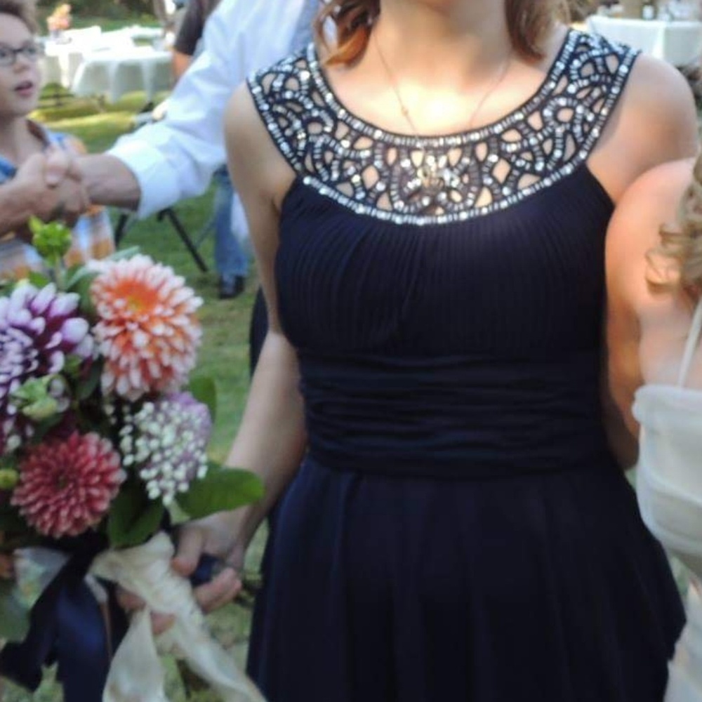 Betsy & Adam navy blue dress.